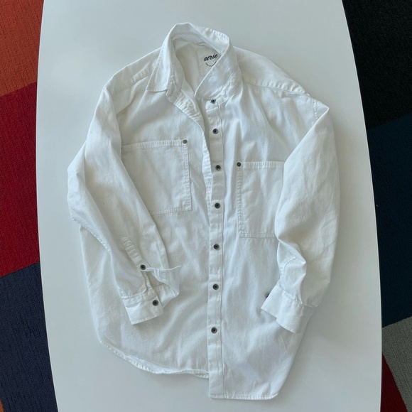 Aerie Womens Oversized Button Down Shirt Medium White Effortless Chic Casual - Picture 1 of 7